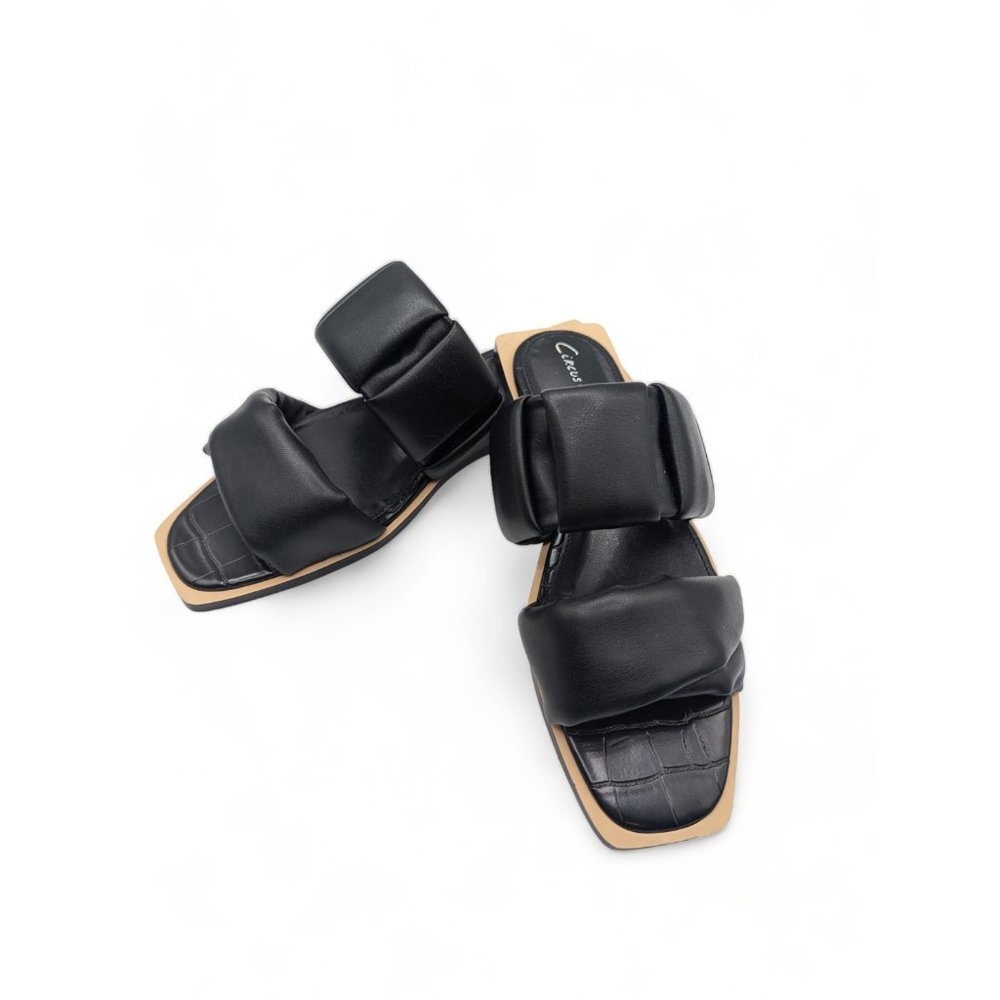 Circus By Sam Edelman Inara Women's Black Leather Slip On Sandals Size US 6 1/2